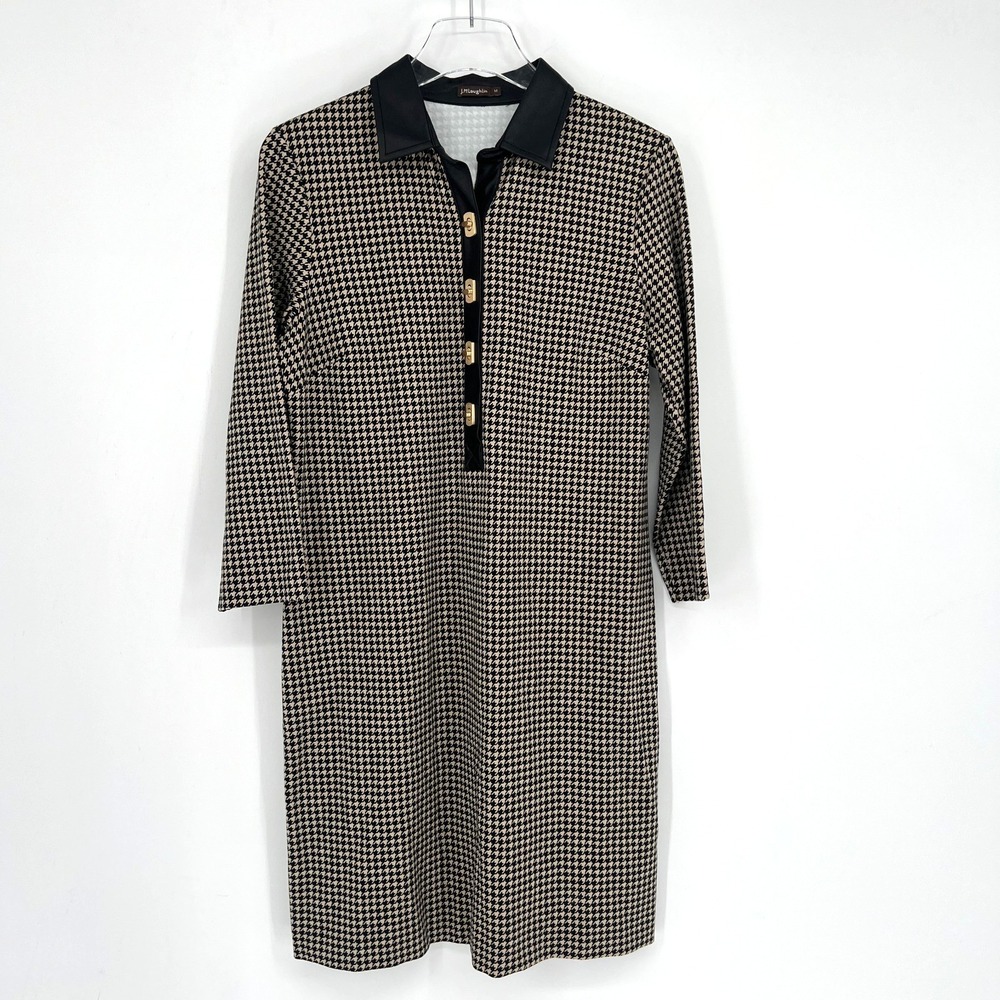 J Mclaughlin Falcon‎ Dress Womens M Houndstooth Catalina Cloth Preppy Career